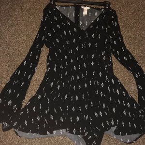 black and white long sleeve romper